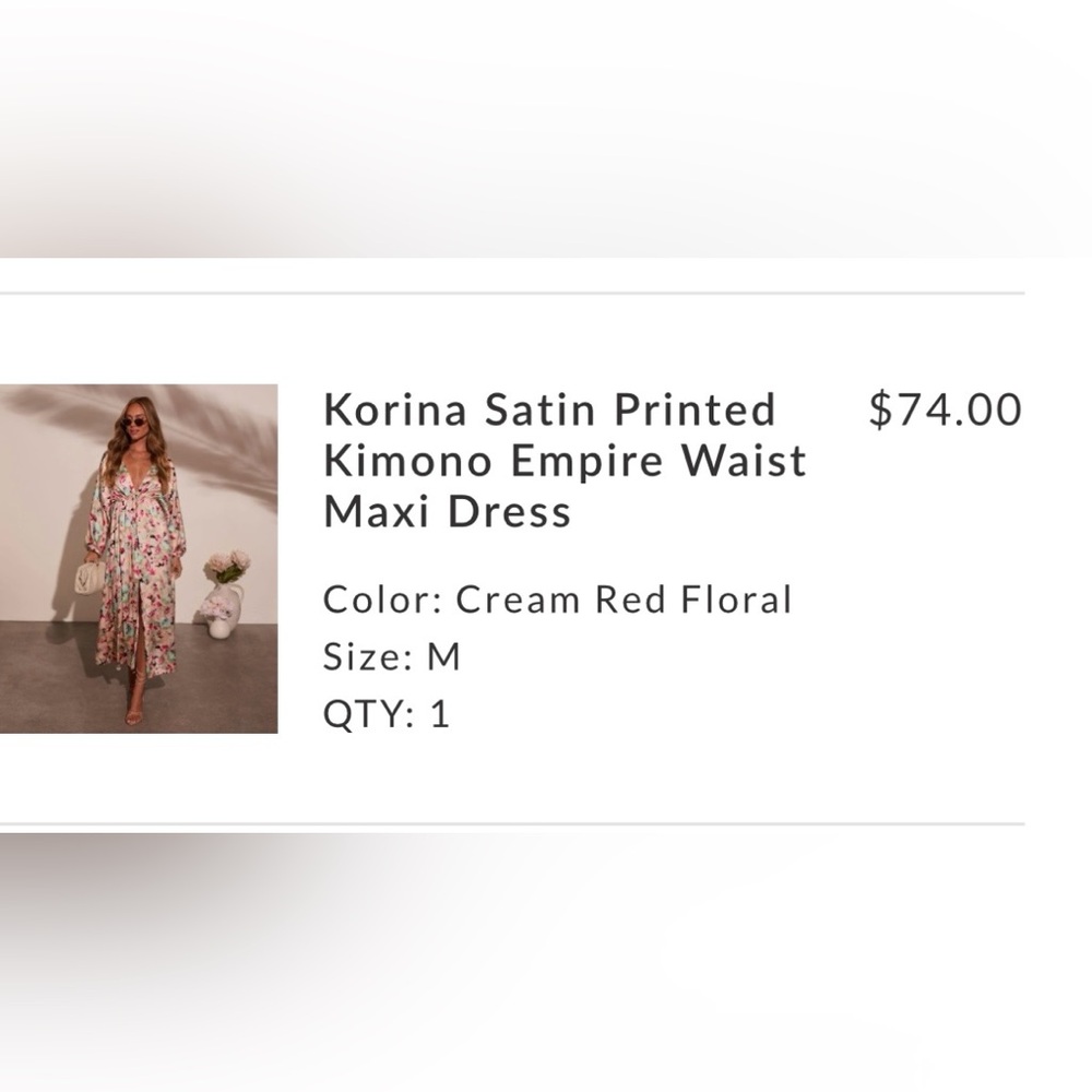 Satin Floral Kimono Maxi Dress - Picture 2 of 8